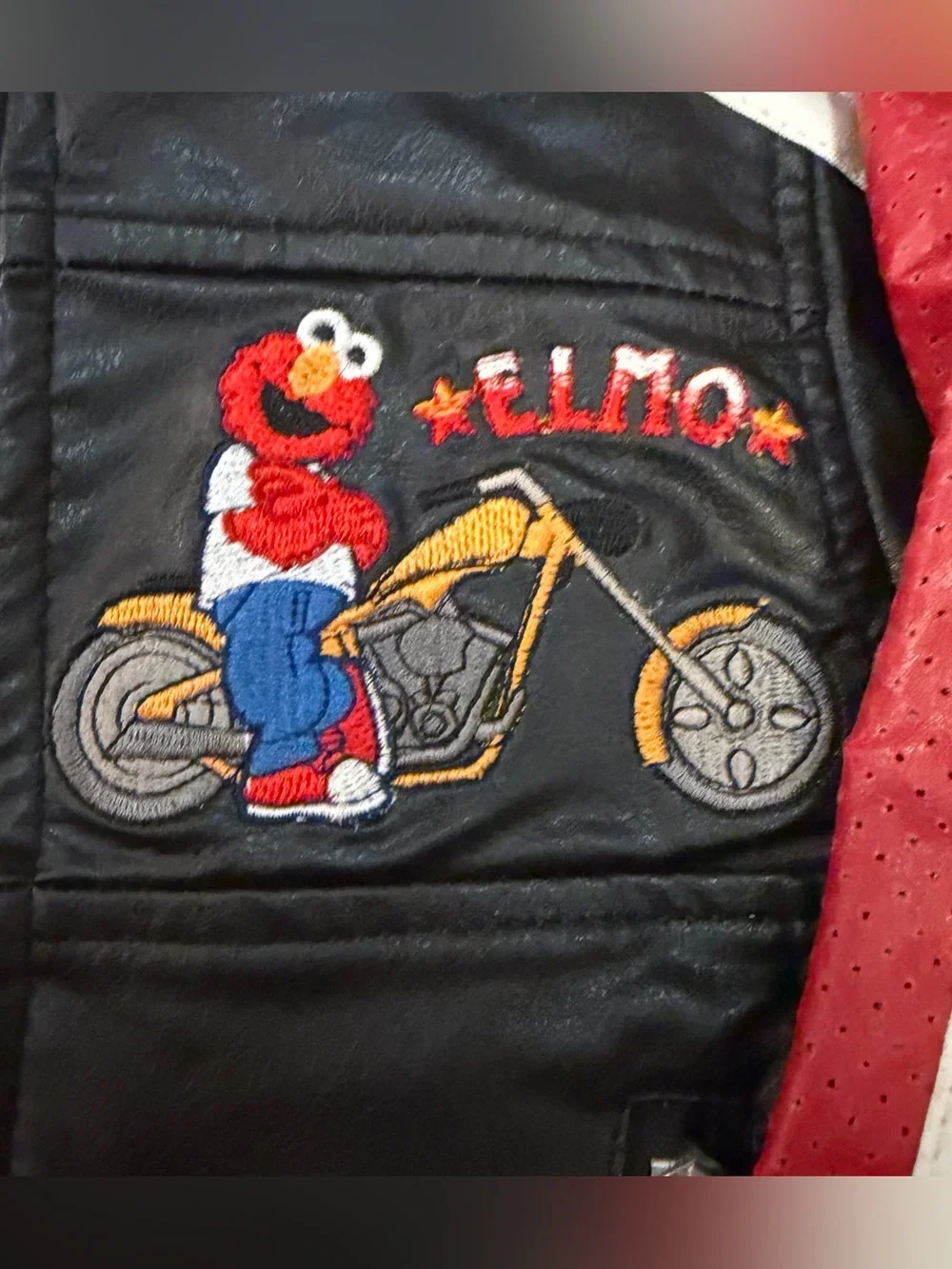 RARE Y2K Vintage Sesame Street by Nannette Elmo Moto Jacket Size 18 months